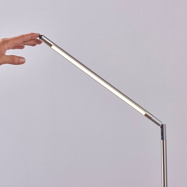 Lampa stojąca LED Jabbo Lindby, aluminiowy / szary / cynkowy, biuro, metal, nowoczesny