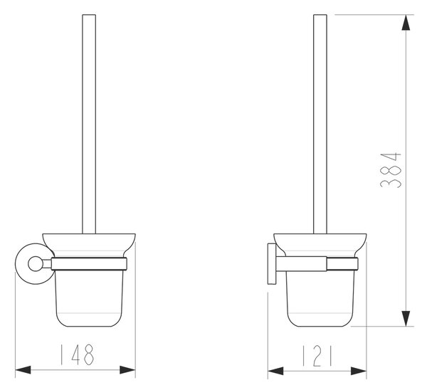 SAPHO XR323 X-Round Szczotka ścienna WC, szkło mleczne, mosiądz