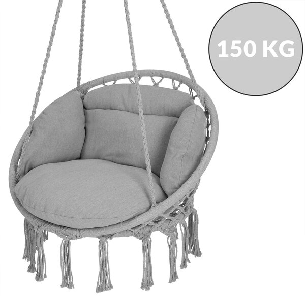 Wiszące krzesło BOHO z poduszkami, Ø61cm, jasnoszara Detex