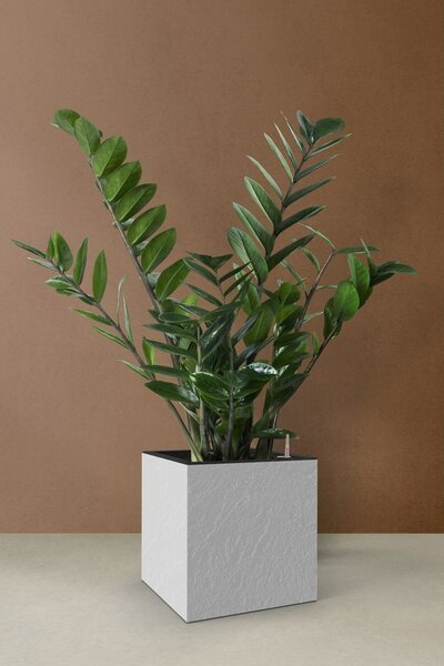 Flower Lover Doniczka samonawadniająca Cubico Stone biały, 27 cm, 27 cm