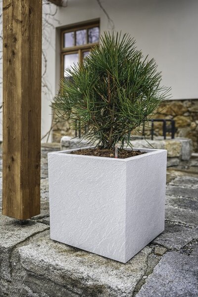 Flower Lover Doniczka samonawadniająca Cubico Stone biały, 27 cm, 27 cm