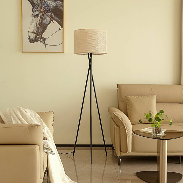 Lampa stojąca Soula Lindby, kremowy / amber, salon / jadalnia, tworzywo sztuczne, dworkowy / rustykalny