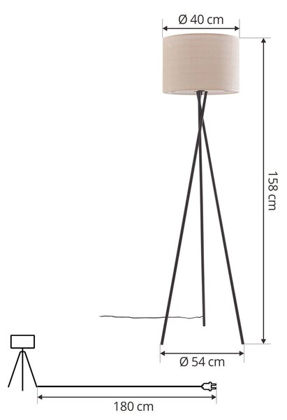 Lampa stojąca Soula Lindby, kremowy / amber, salon / jadalnia, tworzywo sztuczne, dworkowy / rustykalny
