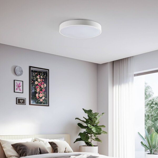 Inteligentna lampa sufitowa Innes Lindby, możliwość ściemniania, biały / opal, salon / jadalnia, metal, nowoczesny