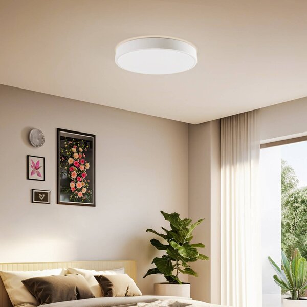 Inteligentna lampa sufitowa Innes Lindby, możliwość ściemniania, biały / opal, salon / jadalnia, metal, nowoczesny