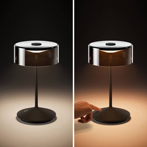 Sigor Akumulatorowa lampa stołowa LED Numotion, czarna, szklana, IP54, ściemniana możliwość ściemniania, czarny, salon / jadalnia, szkło, nowoczesny