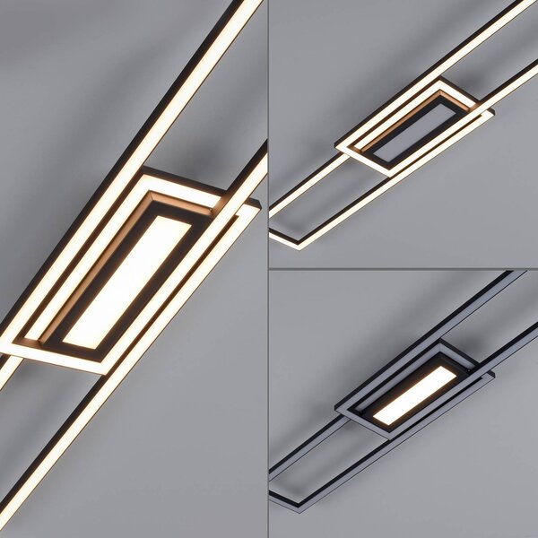 JUST LIGHT. GmbH Lampa sufitowa LED Asmin, możliwość ściemniania, czarny, salon / jadalnia, aluminium, nowoczesny