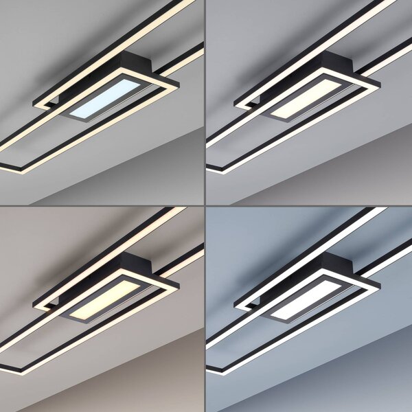 JUST LIGHT. GmbH Lampa sufitowa LED Asmin, możliwość ściemniania, czarny, salon / jadalnia, aluminium, nowoczesny