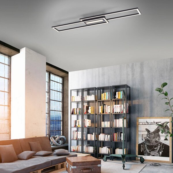 JUST LIGHT. GmbH Lampa sufitowa LED Asmin, możliwość ściemniania, czarny, salon / jadalnia, aluminium, nowoczesny
