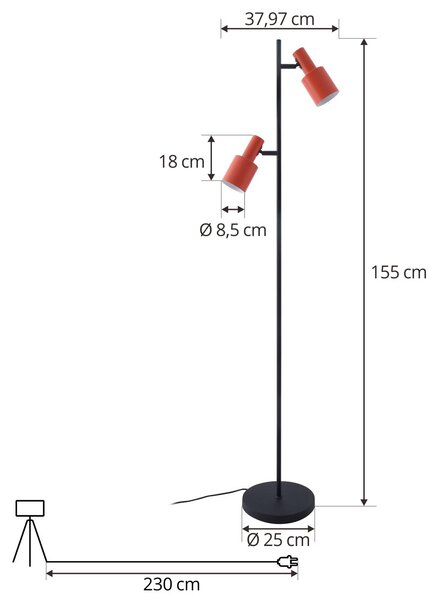 Lampa stojąca Ovelia Lindby, czarny, salon / jadalnia, metal, nowoczesny