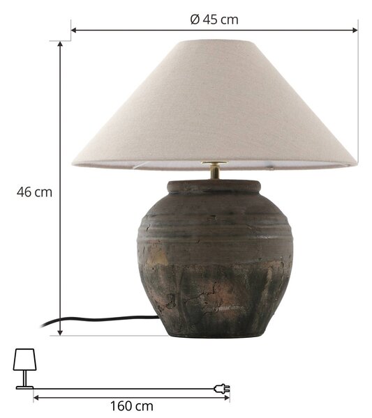 Lampa stołowa Thalorin Lucande, brązowy / rdzawy, salon / jadalnia, ceramika, skandynawski
