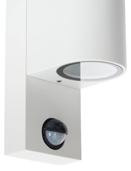 Lampa zewnętrzna z czujnikiem ruchu Tetje PRIOS, możliwość ściemniania, biały / opal, aluminium, nowoczesny
