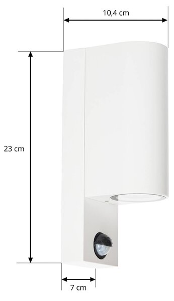 Lampa zewnętrzna z czujnikiem ruchu Tetje PRIOS, możliwość ściemniania, biały / opal, aluminium, nowoczesny