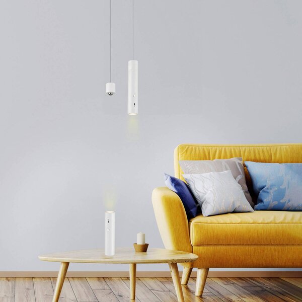 JUST LIGHT. GmbH Lampa wisząca Attach, możliwość ściemniania, biały / opal, salon / jadalnia, metal, nowoczesny