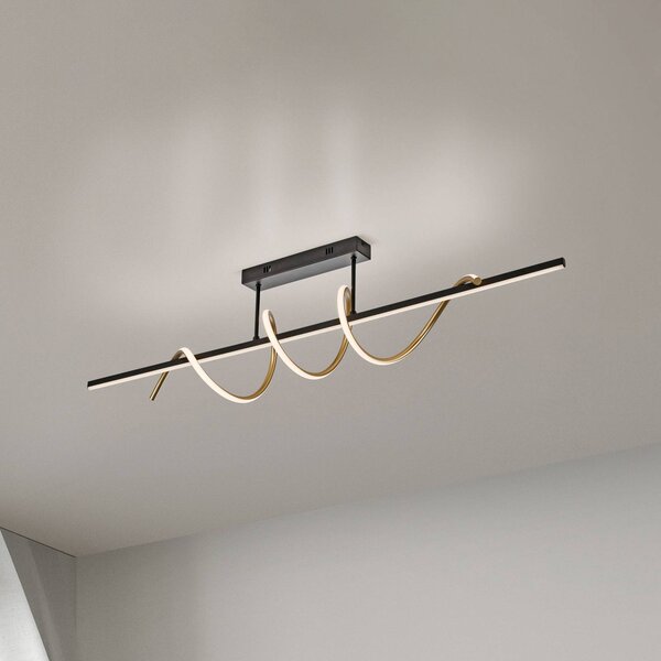 JUST LIGHT. GmbH Lampa sufitowa LED Emanda, możliwość ściemniania, czarny, salon / jadalnia, metal, nowoczesny