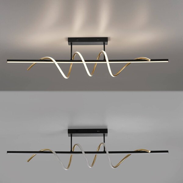 JUST LIGHT. GmbH Lampa sufitowa LED Emanda, możliwość ściemniania, czarny, salon / jadalnia, metal, nowoczesny