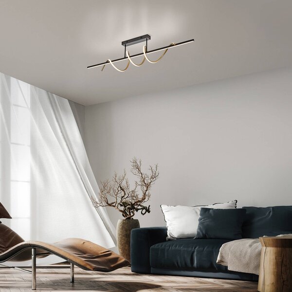 JUST LIGHT. GmbH Lampa sufitowa LED Emanda, możliwość ściemniania, czarny, salon / jadalnia, metal, nowoczesny