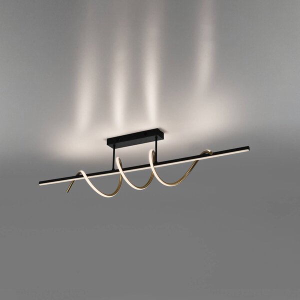 JUST LIGHT. GmbH Lampa sufitowa LED Emanda, możliwość ściemniania, czarny, salon / jadalnia, metal, nowoczesny