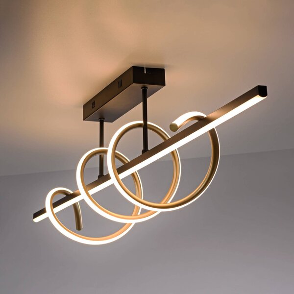 JUST LIGHT. GmbH Lampa sufitowa LED Emanda, możliwość ściemniania, czarny, salon / jadalnia, metal, nowoczesny
