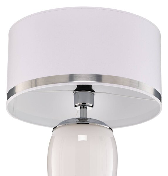 Lampa stołowa Lund Argon, biały / opal, salon / jadalnia, tkanina / materiał / jedwab, nowoczesny