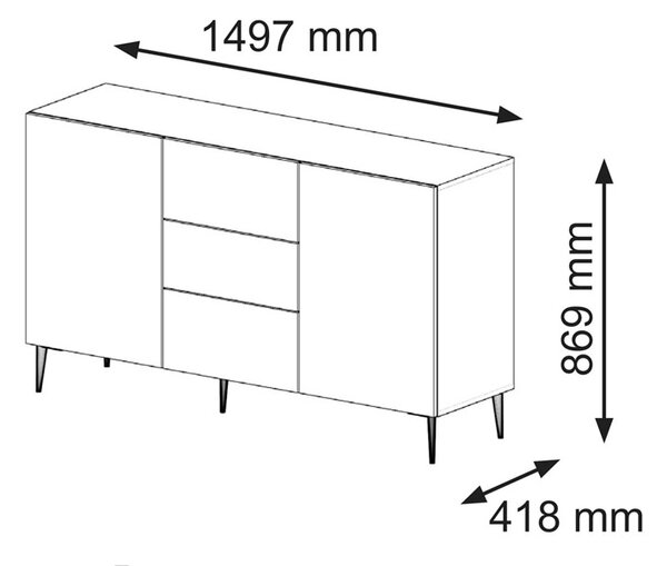 Czarna komoda z lamelami P6-H18