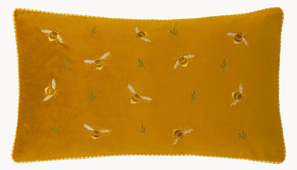 Poduszka dekoracyjna z aksamitu z haftem Ramble Bees
