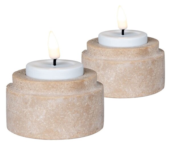 Kamienne świeczniki zestaw na świeczkę typu tealight 2 szt. – House Nordic