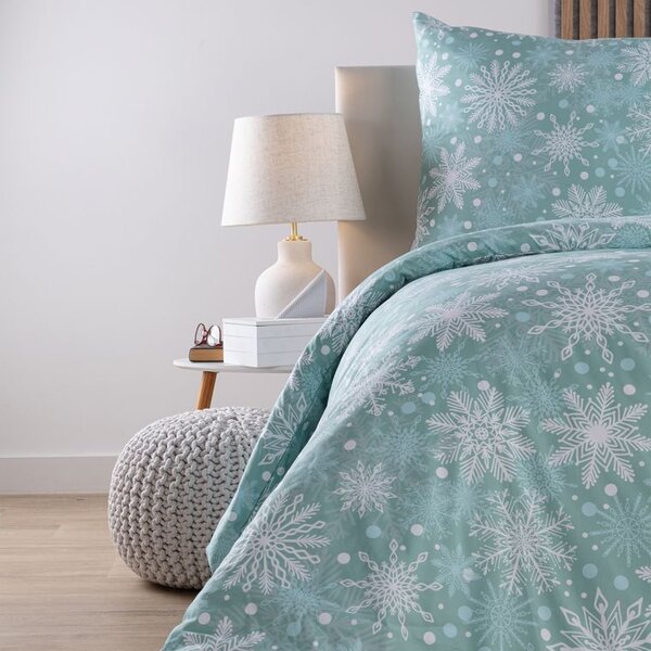 Pościel z mikrowłókna PŁATKI ŚNIEGU miętowa