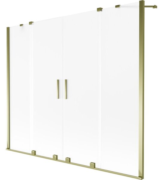 Mexen Velar Duo parawan nawannowy 2-skrzydłowy rozsuwany 180 x 150 cm, szron, złoty - 896-180-000-32-50