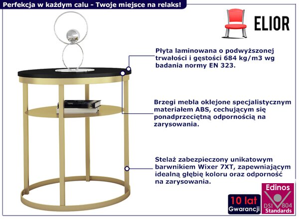 Stolik kawowy w stylu glamour czarny + złoty N6-K04