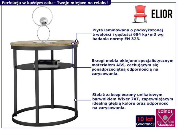 Loftowy stolik kawowy z półką dąb artisan + czarny H8-A47