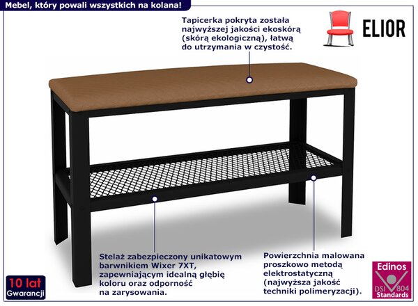 Siedzisko z metalowym stelażem w stylu loft czarny + ciemny beż - Nakari 4X