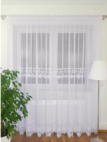 DÅuga firana z podwÃ³jnÄ gipiurÄ biaÅa 400cm x 250cm