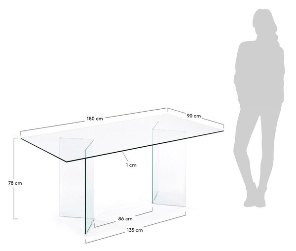 Szklany stół 90x180 cm Burano – Kave Home