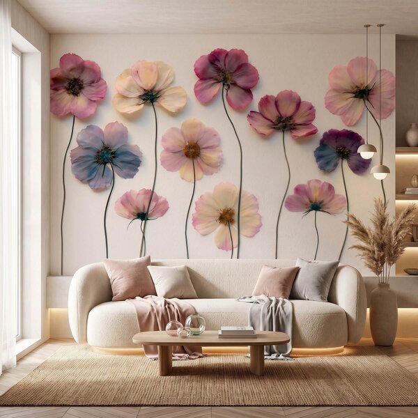 Fototapety Kompozycja herbarium z efektem wyciskanego kwiatu i trójwymiarową fakturą, Fototapety Kwiaty, w09911 : Uwalls.pl
