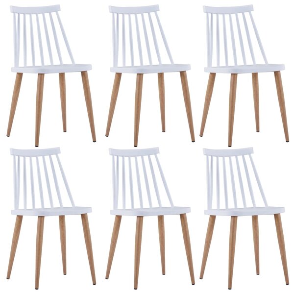 Krzesła stołowe, 6 szt., białe, plastikowe