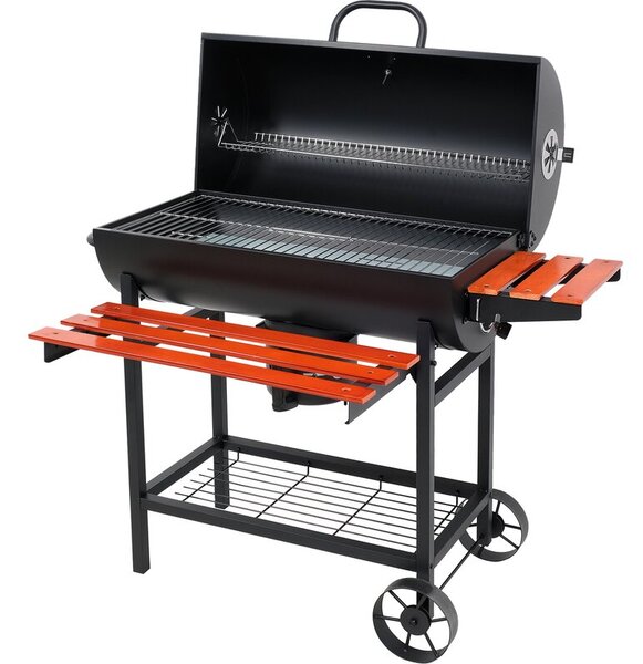Grill ogrodowy węglowy LUND 99908 Zamykany, beczka, półka boczna, termometr, popielnik
