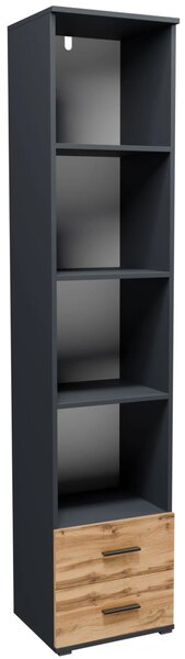 Wysoki regał słupek z 2 szufladami grafit + dąb wotan C3-C92