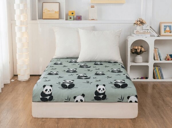Prześcieradło z mikrofibry PANDA RELAX miętowe 90x200 cm