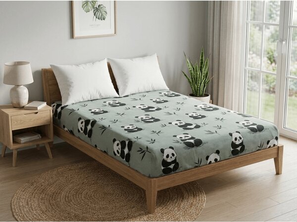 Prześcieradło z mikrofibry PANDA RELAX miętowe 90x200 cm