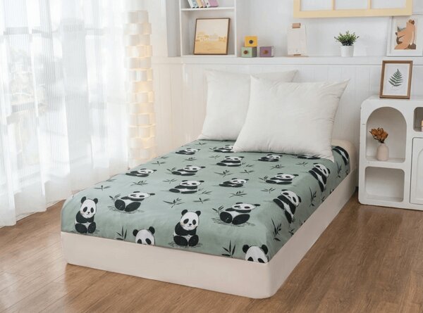 Prześcieradło z mikrofibry PANDA RELAX miętowe 90x200 cm