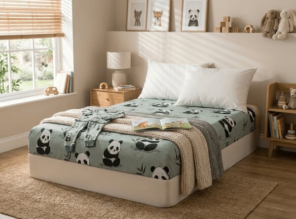Prześcieradło z mikrofibry PANDA RELAX miętowe 90x200 cm