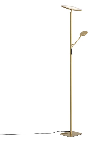 Nowoczesna lampa podłogowa mosiężna ze ściemnialnym LED - Divana