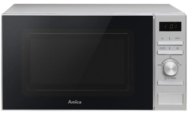 Kuchenka mikrofalowa AMICA AMGF20E2GI 700W średnica 24.5 cm pojemność 20L MultiWave System ChildLock Srebrny