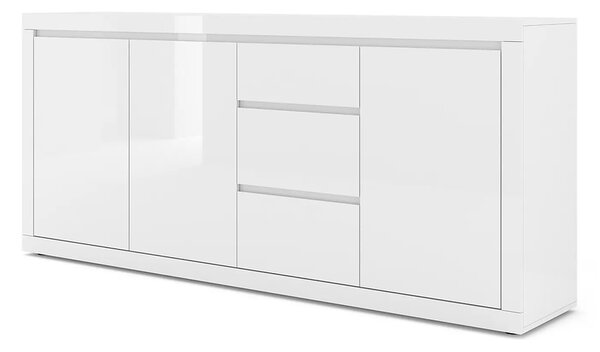 Duża komoda na ubrania w białym połysku 195cm | Umeblowana.com