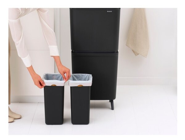 Ciemnoszary plastikowy kosz na śmieci 25+10+10 l do segregacji odpadów SortUp Recycle Hi – Brabantia