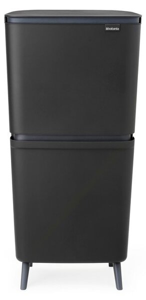 Ciemnoszary plastikowy kosz na śmieci 25+10+10 l do segregacji odpadów SortUp Recycle Hi – Brabantia