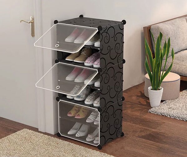 Czarna modułowa szafka na buty w stylu nowoczesnym Z1-E04