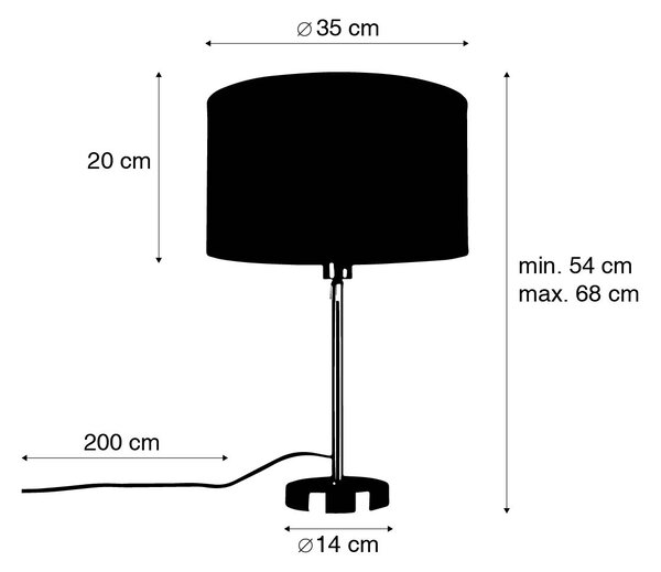 Lampa stołowa czarna regulowana z kloszem w kolorze jasnobrązowym 35 cm - Parte