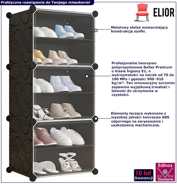 Czarna modułowa szafka na buty w stylu nowoczesnym Z1-E04